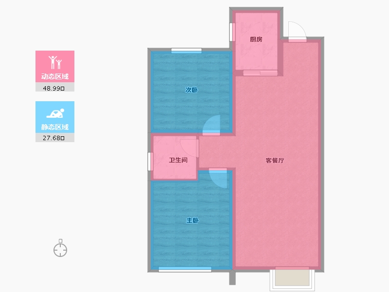 内蒙古自治区-通辽市-万华·曼陀花园-68.93-户型库-动静分区