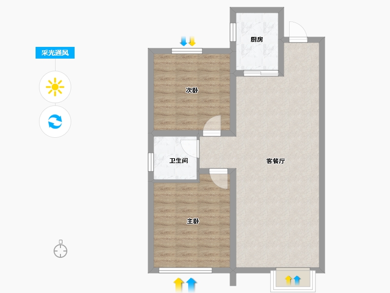 内蒙古自治区-通辽市-万华·曼陀花园-68.93-户型库-采光通风