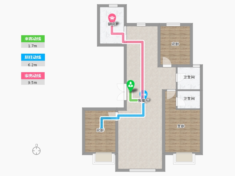 内蒙古自治区-包头市-方兴衛仕府-95.45-户型库-动静线