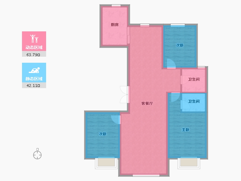 内蒙古自治区-包头市-方兴衛仕府-95.45-户型库-动静分区