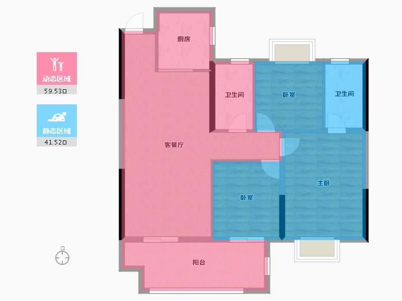 湖北省-黄石市-育才府-91.38-户型库-动静分区