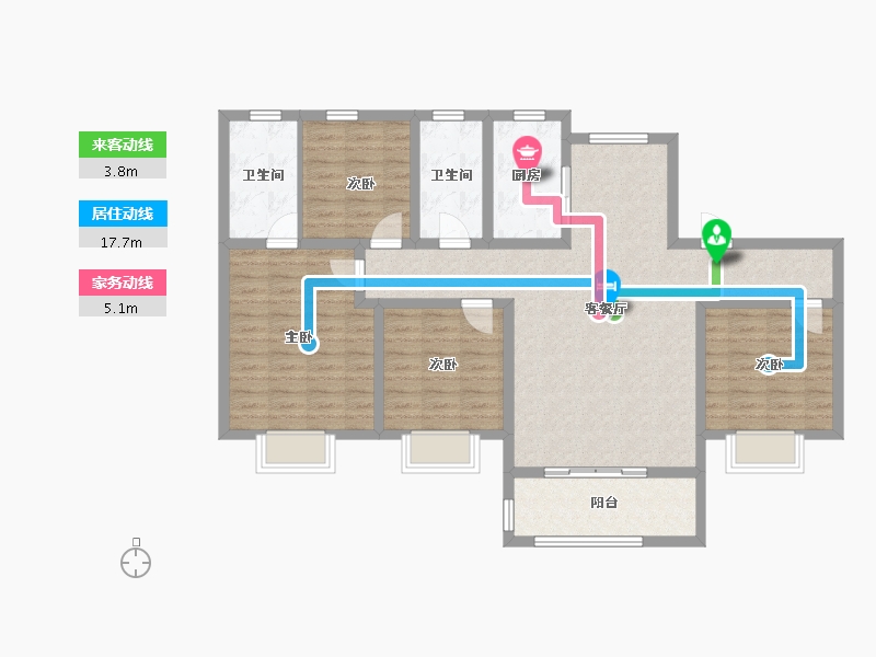 河北省-衡水市-宏利桃城华庭-108.80-户型库-动静线