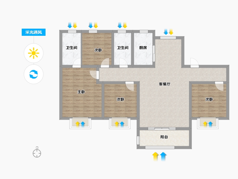 河北省-衡水市-宏利桃城华庭-108.80-户型库-采光通风