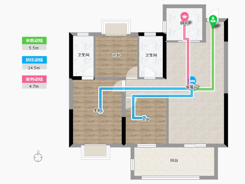 湖北省-黄石市-育才府-89.80-户型库-动静线