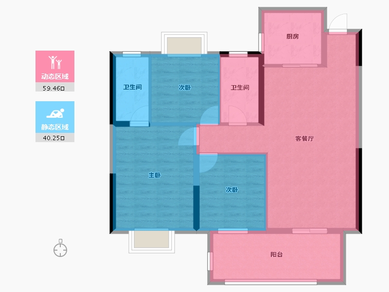 湖北省-黄石市-育才府-89.80-户型库-动静分区