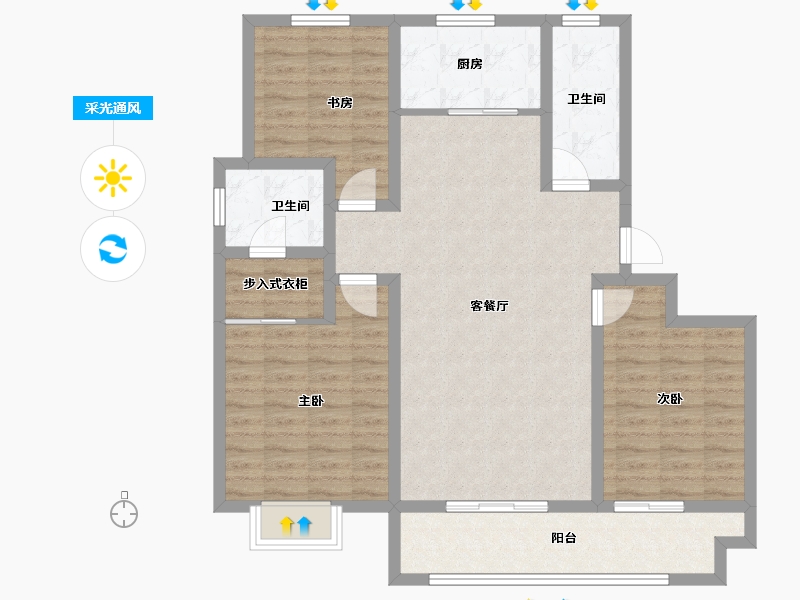 山东省-聊城市-润诚如意府-102.90-户型库-采光通风