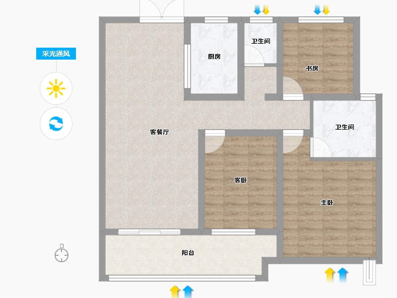 河南省-驻马店市-名门状元府-90.24-户型库-采光通风