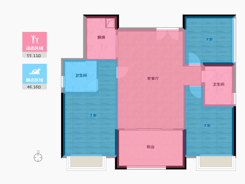 湖南省-常德市-蓉国新坊-102.00-户型库-动静分区