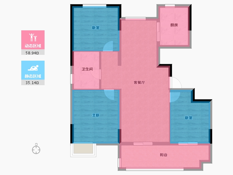 河南省-周口市-希尔顿·逸林府二期-84.50-户型库-动静分区