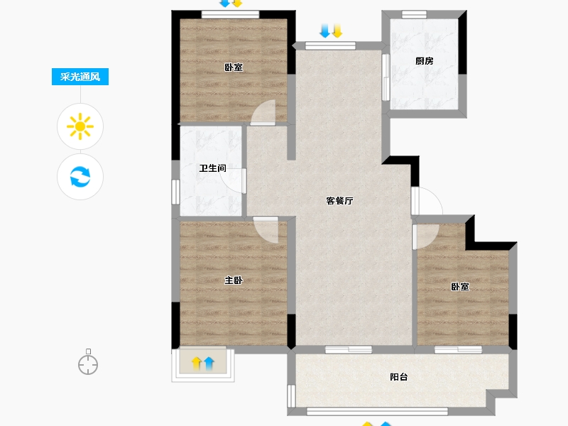 河南省-周口市-希尔顿·逸林府二期-84.50-户型库-采光通风