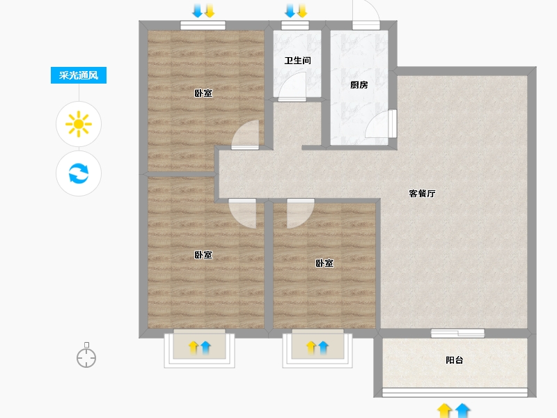 河南省-鹤壁市-天馨德馨园-86.40-户型库-采光通风