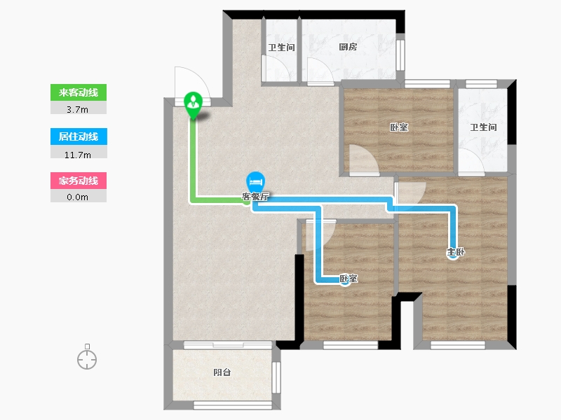 福建省-宁德市-古田天润·名筑-74.40-户型库-动静线