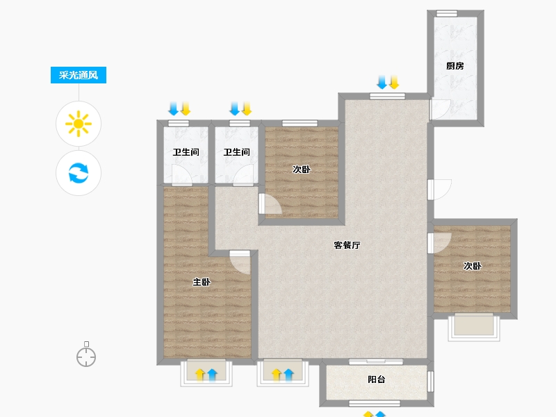 河北省-衡水市-宏利桃城华庭-112.00-户型库-采光通风