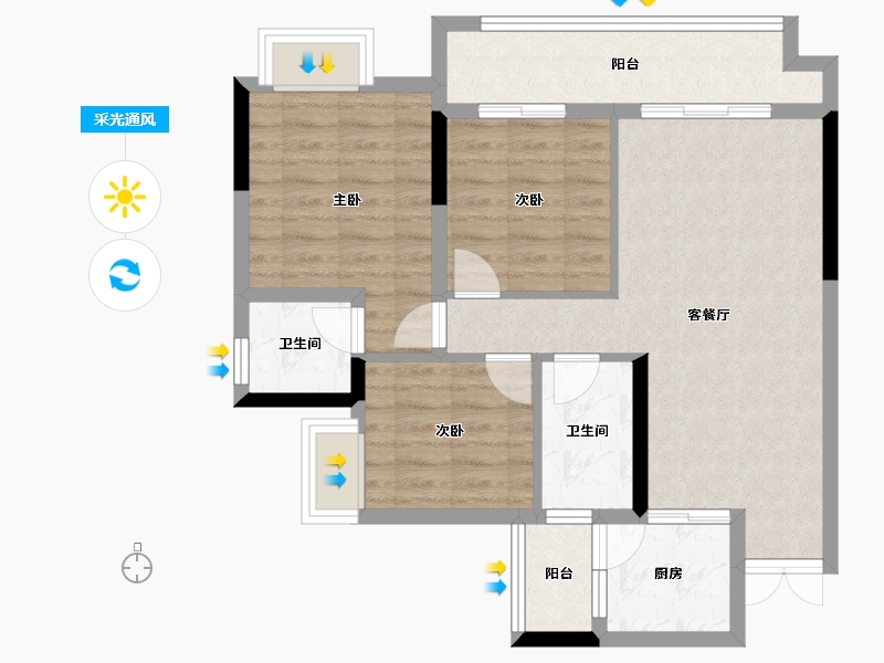 四川省-资阳市-公园华府-76.89-户型库-采光通风