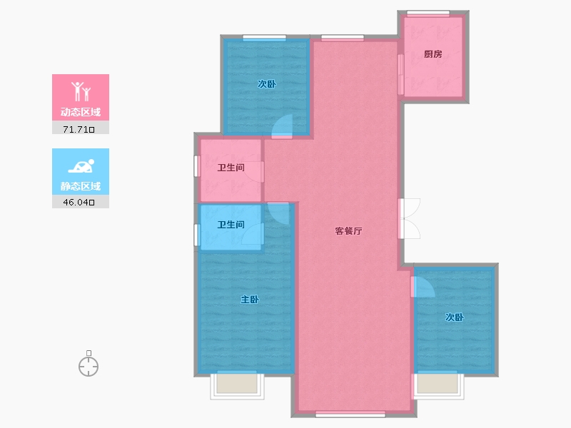 内蒙古自治区-包头市-方兴衛仕府-106.81-户型库-动静分区