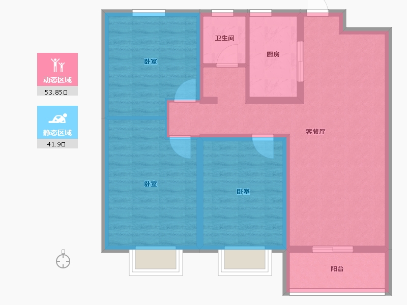 河南省-鹤壁市-天逸悦珑-85.38-户型库-动静分区