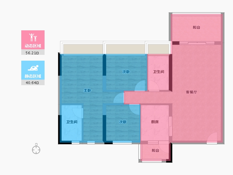 广东省-云浮市-筠城南山春天-86.75-户型库-动静分区