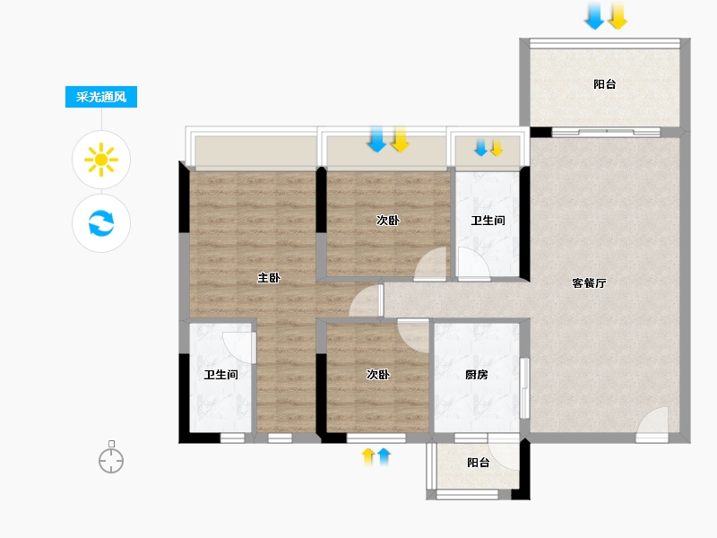 广东省-云浮市-筠城南山春天-86.75-户型库-采光通风