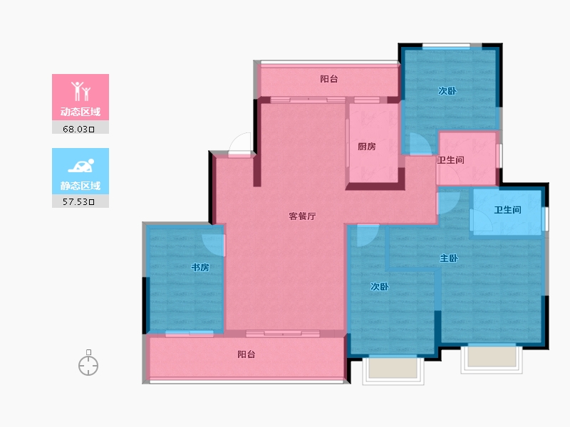 江西省-上饶市-蓝城·明月江南-112.77-户型库-动静分区