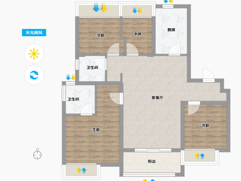 上海-上海市-瑞和·上海印象-81.05-户型库-采光通风