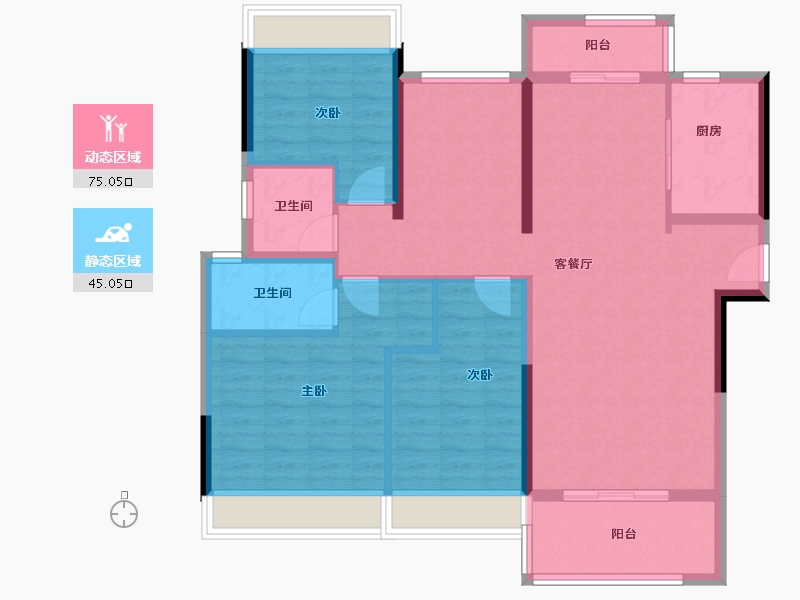 湖南省-常德市-石门星河汇爱琴海-108.00-户型库-动静分区