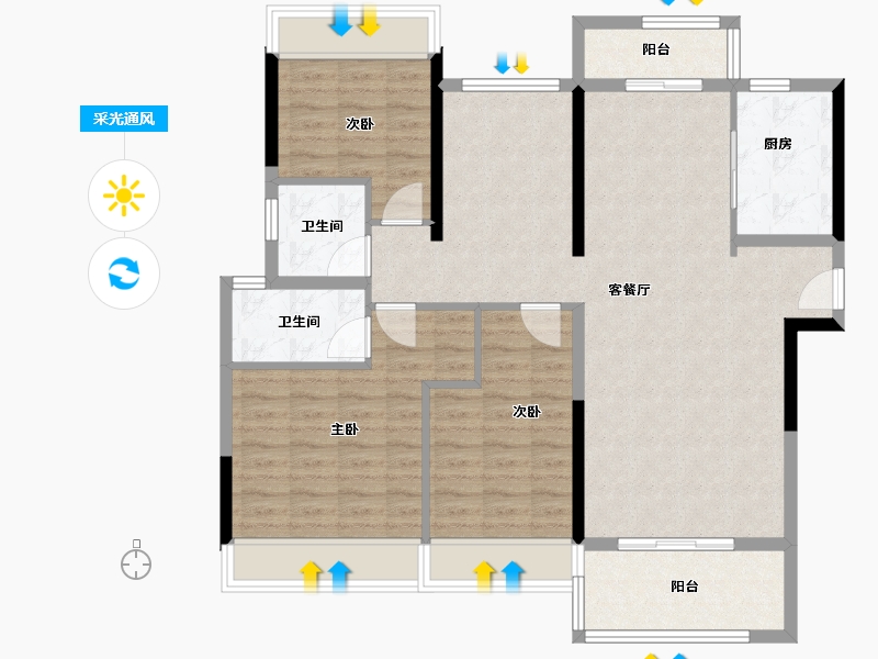 湖南省-常德市-石门星河汇爱琴海-108.00-户型库-采光通风