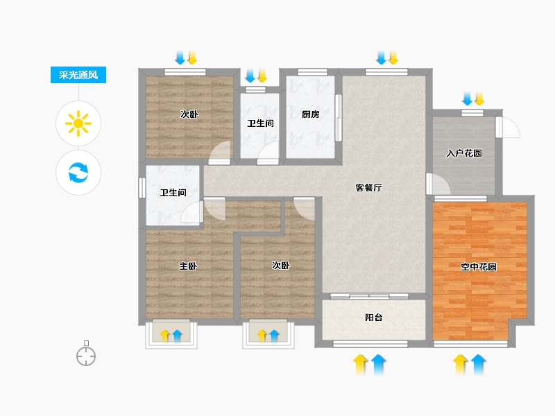 河南省-驻马店市-置地大舆府-108.64-户型库-采光通风