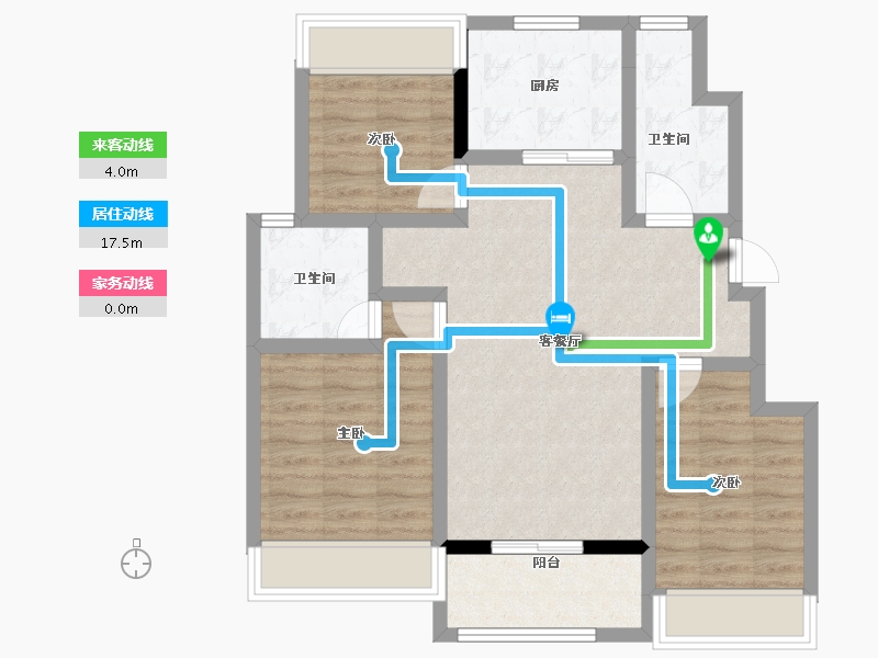 上海-上海市-幸福里-76.75-户型库-动静线