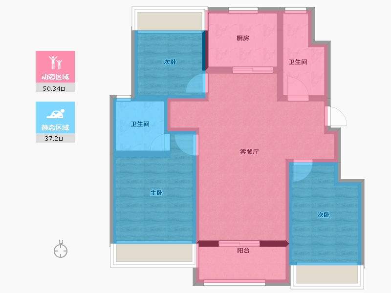 上海-上海市-幸福里-76.75-户型库-动静分区