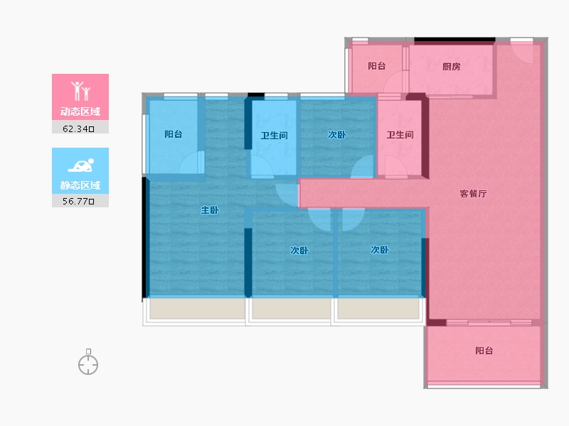 广东省-云浮市-筠城南山春天-106.63-户型库-动静分区