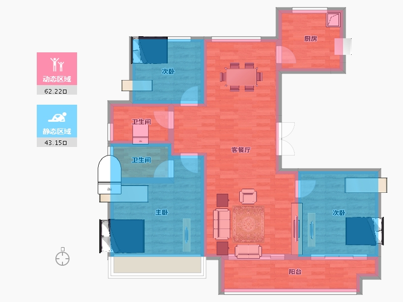 安徽省-阜阳市-太和绿城明月江南-93.61-户型库-动静分区