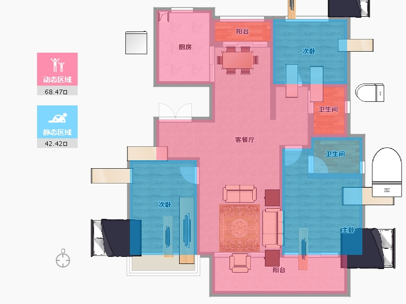 安徽省-阜阳市-太和绿城明月江南-98.72-户型库-动静分区