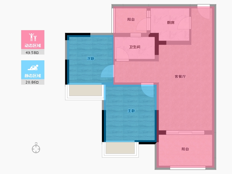 四川省-宜宾市-华泓·凤凰别院-62.16-户型库-动静分区