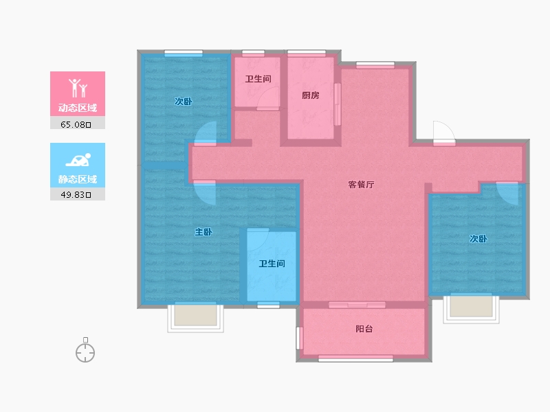 河北省-衡水市-宏利桃城华庭-101.72-户型库-动静分区