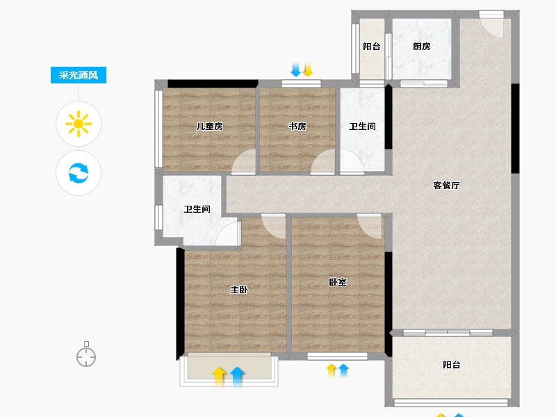 广东省-湛江市-嘉富大厦-103.47-户型库-采光通风