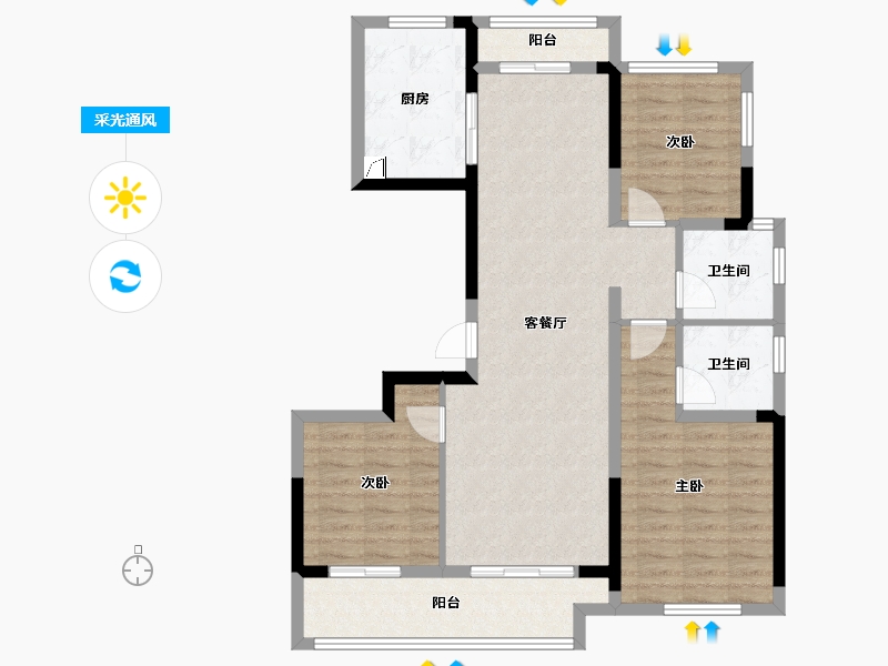 湖南省-岳阳市-临湘桂语江南-94.16-户型库-采光通风