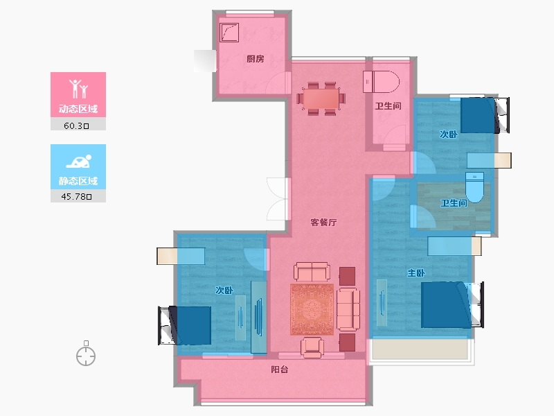 安徽省-阜阳市-太和绿城明月江南-93.60-户型库-动静分区