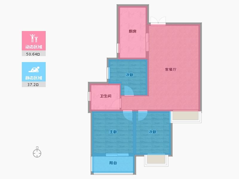 陕西省-咸阳市-秦都花苑-92.50-户型库-动静分区