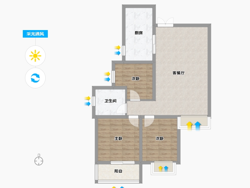 陕西省-咸阳市-秦都花苑-92.50-户型库-采光通风