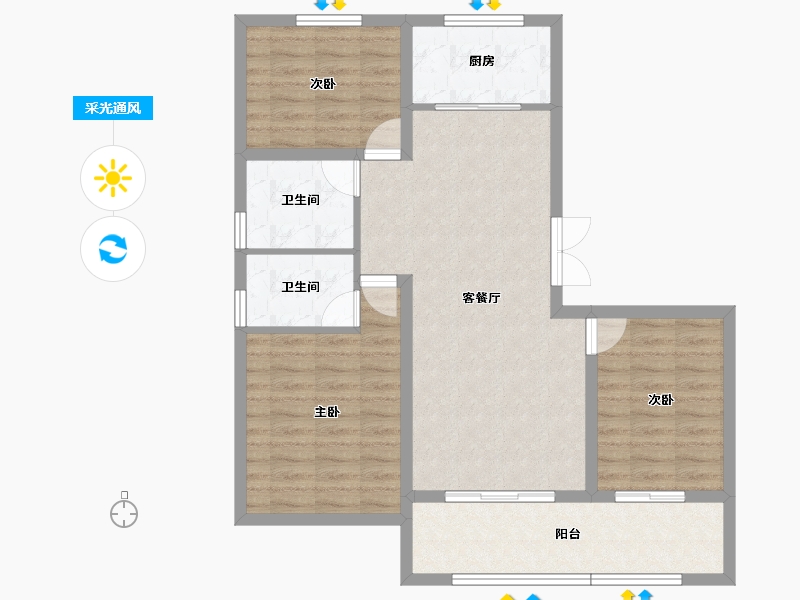 山东省-临沂市-房源·金域上府-89.96-户型库-采光通风