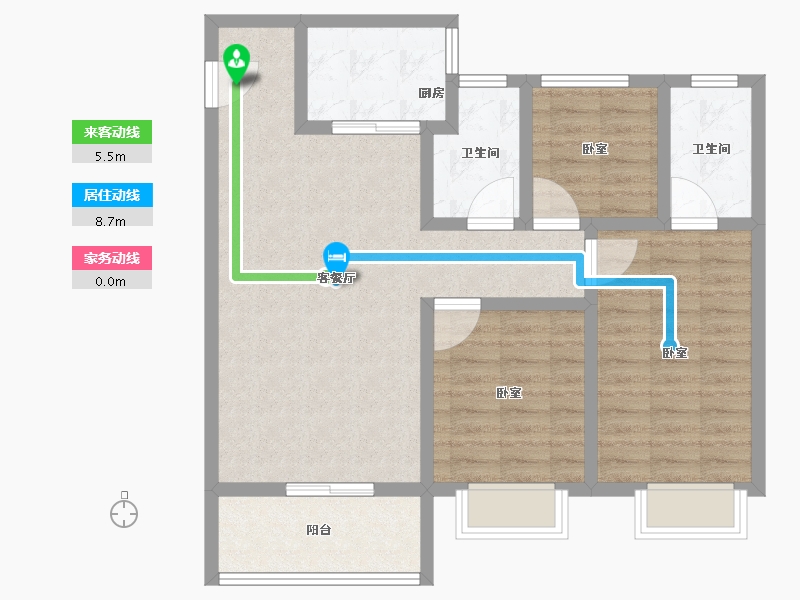 河北省-张家口市-名门荣耀府-86.41-户型库-动静线