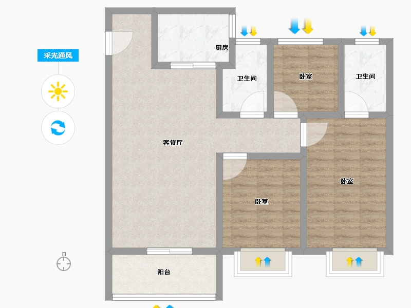 河北省-张家口市-名门荣耀府-86.41-户型库-采光通风