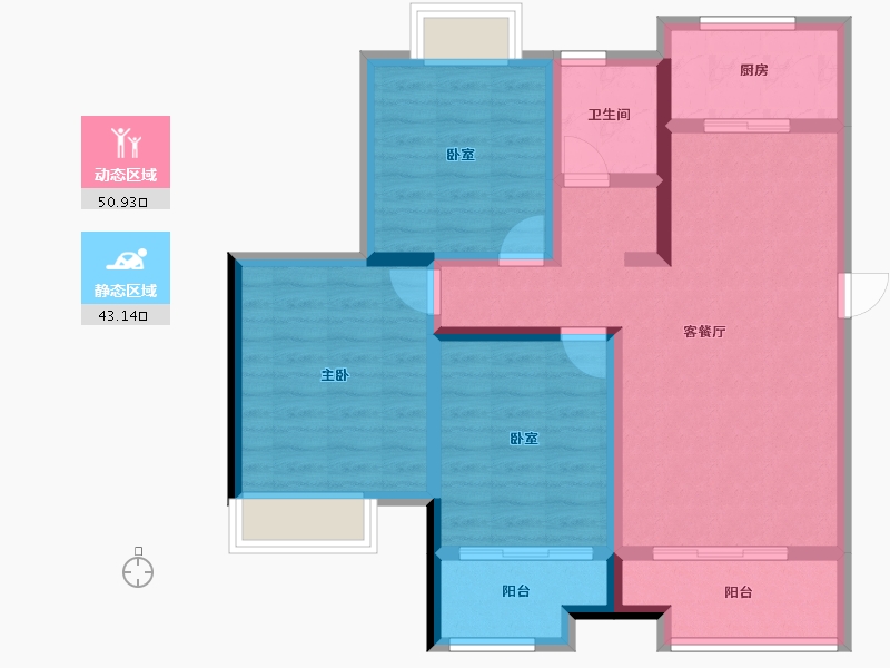 安徽省-蚌埠市-浍河欣城翰林苑-83.15-户型库-动静分区