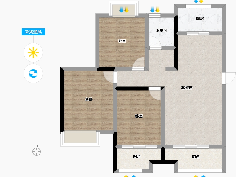 安徽省-蚌埠市-浍河欣城翰林苑-83.15-户型库-采光通风