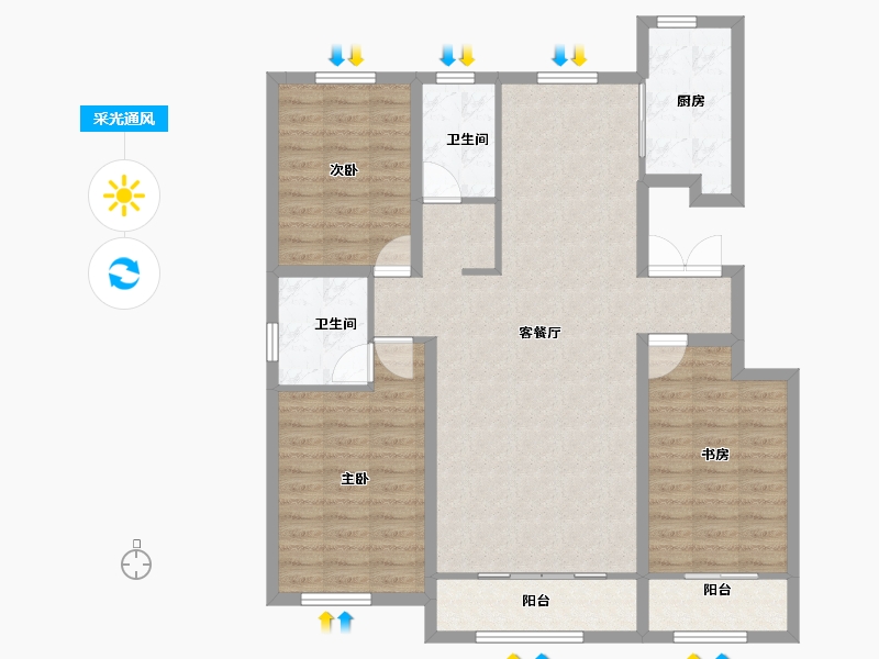 宁夏回族自治区-吴忠市-金龙华庭二期-107.20-户型库-采光通风