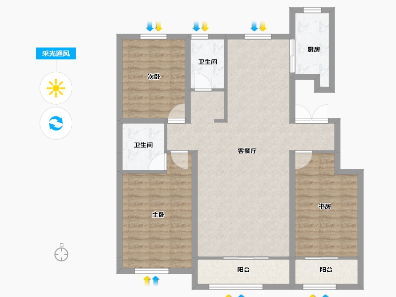 宁夏回族自治区-吴忠市-金龙华庭二期-100.85-户型库-采光通风