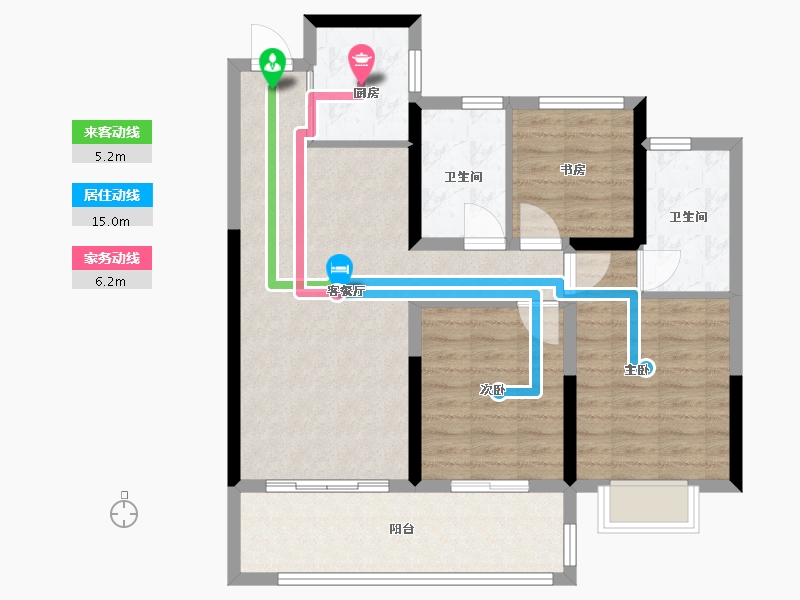 江苏省-南通市-五龙云璟-85.68-户型库-动静线