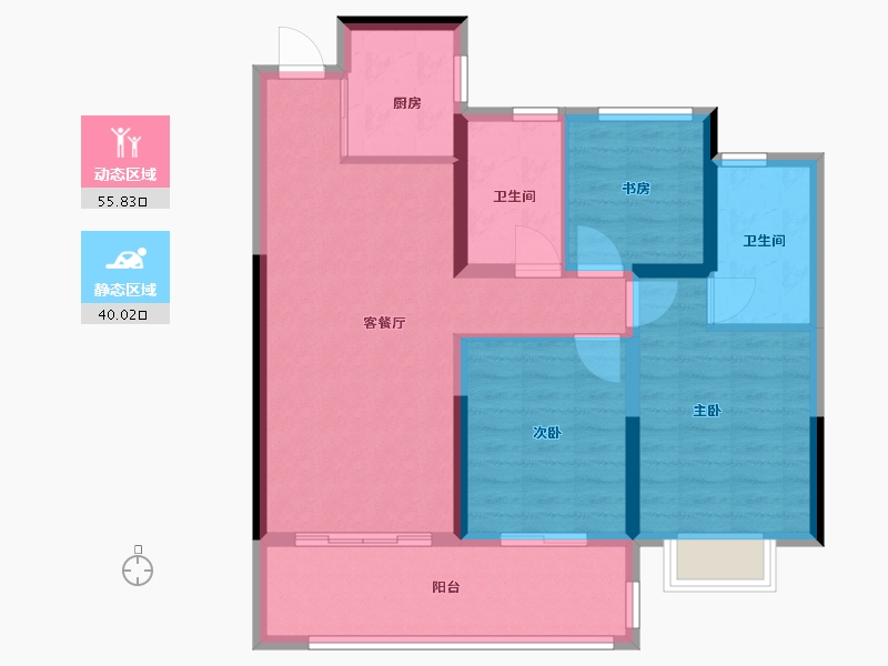 江苏省-南通市-五龙云璟-85.68-户型库-动静分区