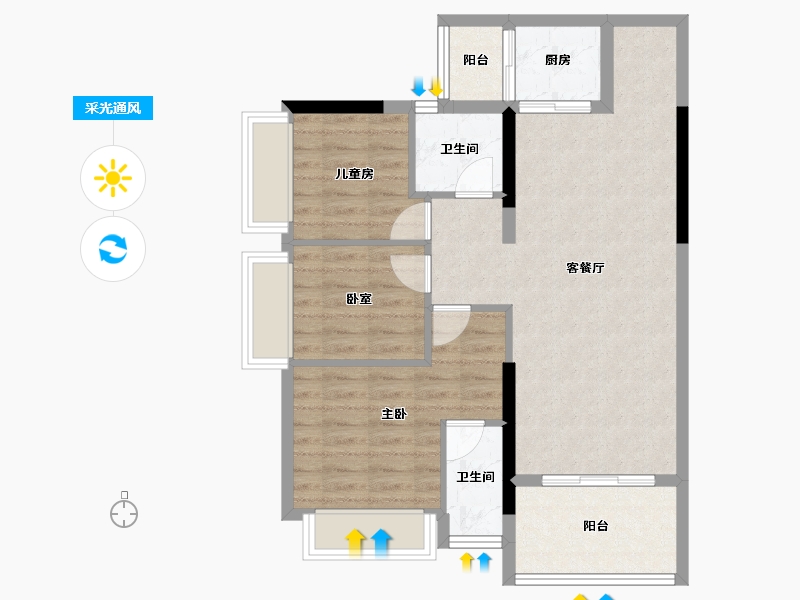 广东省-湛江市-嘉富大厦-76.43-户型库-采光通风