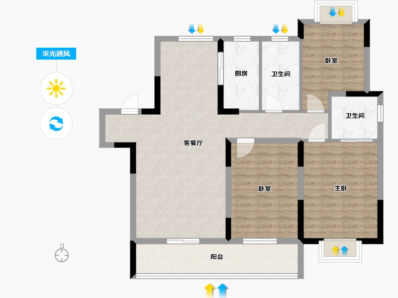 江西省-鹰潭市-华章·学府香颂-103.21-户型库-采光通风